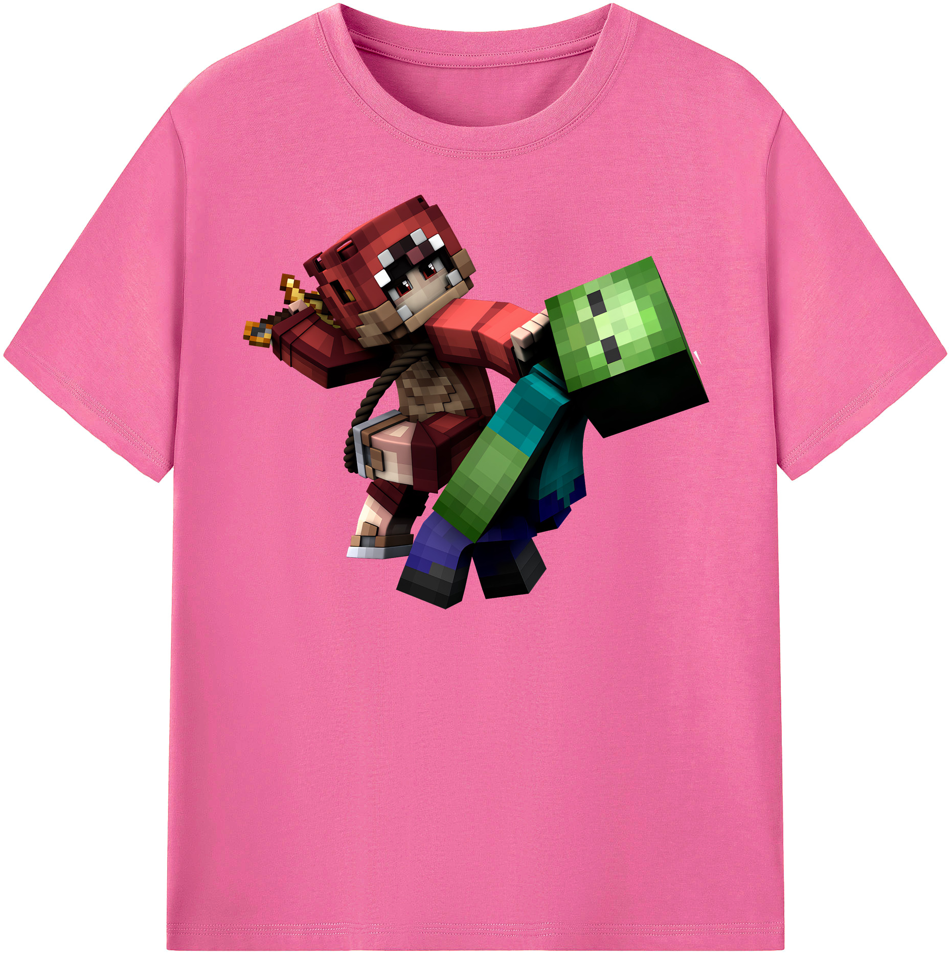 マインクラフト ブロックの世界 Minecraft MC Block world レディースカジュアルプリントTシャツ（綿100％）